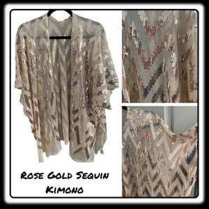 NWT/NIB ROSE GOLD OS sequin kimono. Get your “Shimmer On”